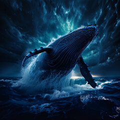 whale in the ocean - obrazy, fototapety, plakaty