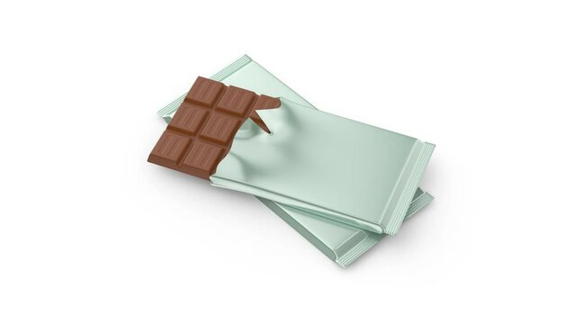 Two chocolate bars on white background