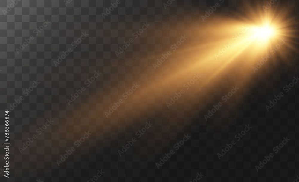 Wall mural the background is a beam of light or sunbeam vector. it features an abstract golden light that spark