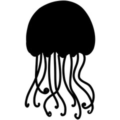 black jellyfish isolated on white background