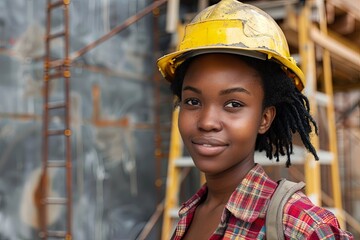 Portrait of a young female construction worker
