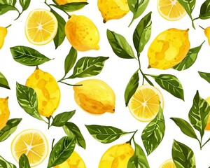 Lemon Zest Pattern: Vibrant Citrus Watercolor Illustration