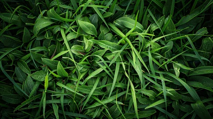 Papier Peint photo Herbe Fresh green grass as background outdoors top view