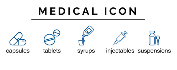 medical flat icon set illustration