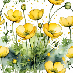 seamless pattern with yellow tulips. Editable art template, Poster flyer editable template for your design, presentation, printable, social media, posts, invitations, stories