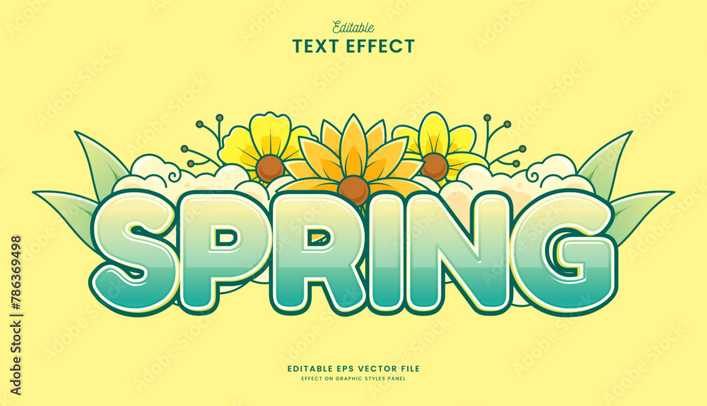 Poster decorative editable spring season text effect vector design