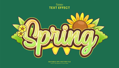 decorative editable spring season text effect vector design