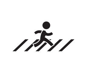 Person walking on zebra crossing icon illustration design
