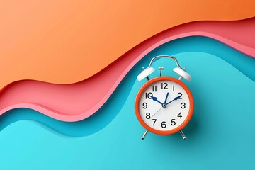 retro alarm clock on an abstract wavy background time management and deadline concept vector illustration - obrazy, fototapety, plakaty
