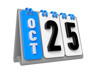 25 October Calendar 3D Render