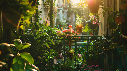 Garden in the balcony in the city