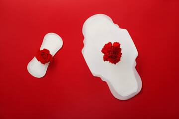 Women's menstrual hygienic pads with carnation and rose