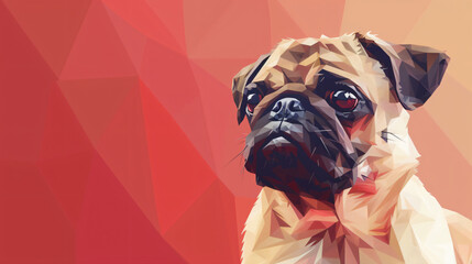 Generative AI of low poly illustration with Pug dog
