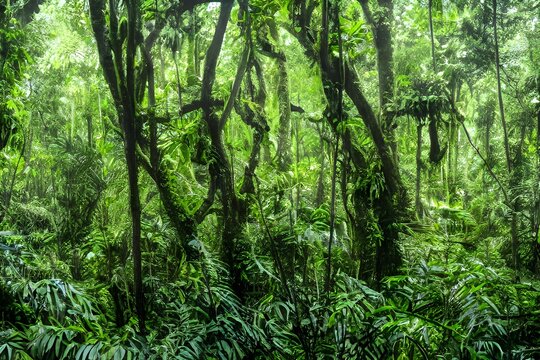  A captivating vector art depiction of a lush green jungle