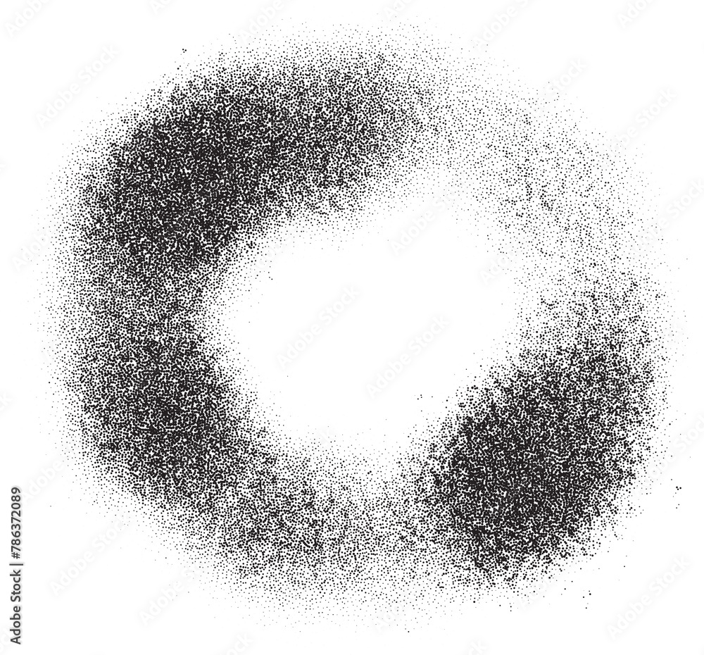 Aufkleber grainy noisy gradient shadow. stipple dotted circles with dust texture. abstract halftone spray elem