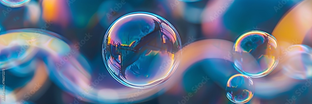 Aufkleber vivid rainbow reflections in soap bubbles creating a colorful and captivating background