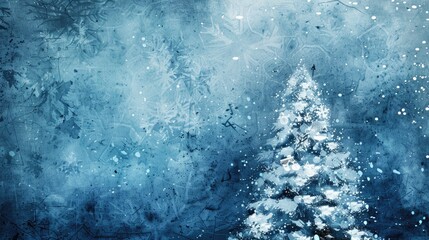 Abstract background with a blue textured Christmas theme