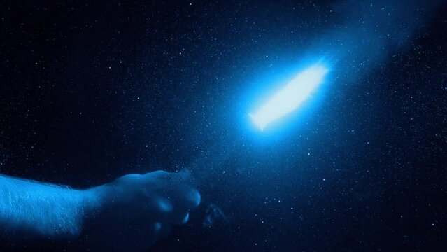 Flare Ignites And Glows Blue With Dust Swirling
