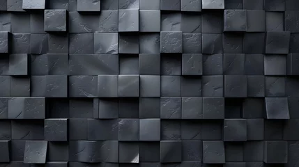 Fotobehang Cubes 3d wall in black and grey color. Three dimensional texture background. © Iryna