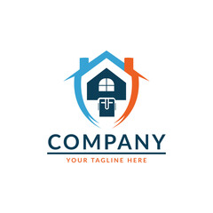 Real Estate Logo with secure icon, Construction Building Logo Design Template 