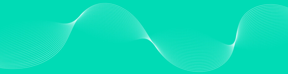Abstract background with waves for banner. Web banner size. Vector background with lines. Element for design isolated on green. Green gradient. Spring, summer. Eco, nature