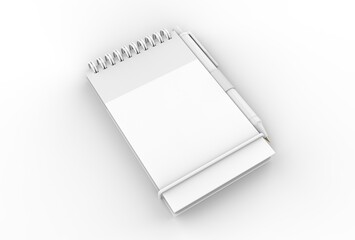 Blank note pad or memo pad template, 3d illustration.