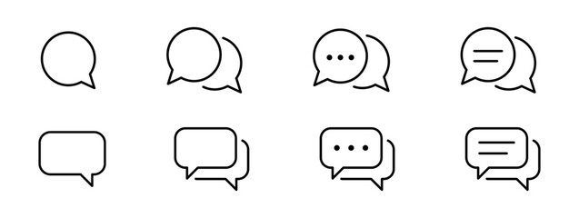 Message, chat icons set. Speech bubble, message icon collection. Vector