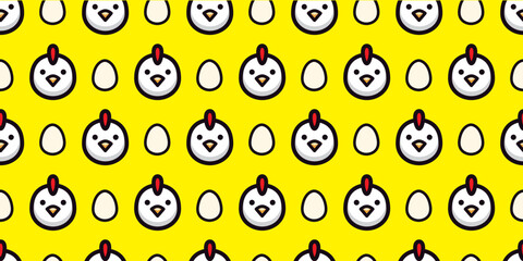 Charming Chicken and Egg Seamless Pattern. Vector.
鶏と卵のシームレスパターン