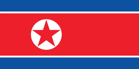 National flag of North Korea original size and colors vector illustration, Ramhongsaek Konghwagukgi or Flag of the Democratic Peoples Republic of Korea, DPRK flag