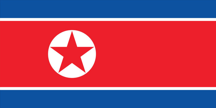 National flag of North Korea original size and colors vector illustration, Ramhongsaek Konghwagukgi or Flag of the Democratic Peoples Republic of Korea, DPRK flag