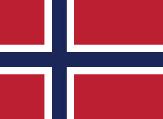National flag of Norway original size and colors vector illustration, Norges flagg or Noregs flagg used blue Scandinavian cross, Kingdom of Norway flag with Nordic cross