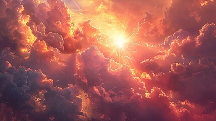 Fototapeta premium A burst of sunlight breaking through clouds