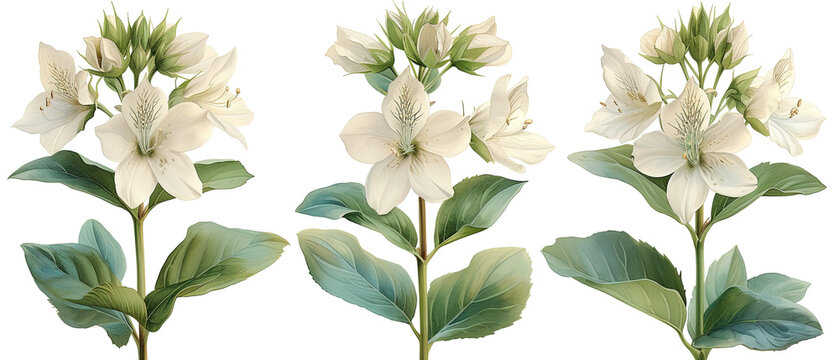 a four different types of flowers on a white background