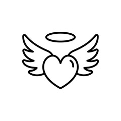 Angel heart outline icons, minimalist vector illustration ,simple transparent graphic element .Isolated on white background