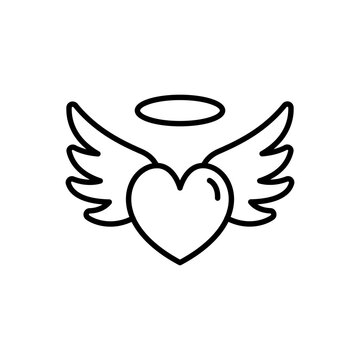 Angel heart outline icons, minimalist vector illustration ,simple transparent graphic element .Isolated on white background