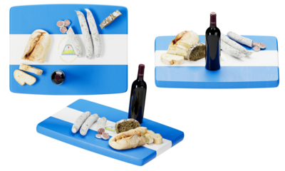 Nicaraguan Flag-Themed Assortment with Traditional Foods and Wine