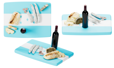 Traditional Honduran Cuisine and Wine on Flag Colors Background