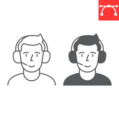 Learning support line and glyph icon, business and hotline, operator vector icon, vector graphics, editable stroke outline sign, eps 10.