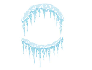 Blue and white Icicles spiked sharp ice vector illustration isolated on white background