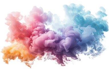 A colorful smoke explosion on white background,png