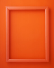 Orange picture frame on orange background