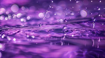 Naklejka na ściany i meble Defocus blurred transparent purple colored clear calm water surface texture with splash, bubble. Shining purple water ripple background. Surface of water in swimming pool. Tropical purple water color