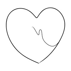Continuous line drawing of heart on transparent background. Vector illustration