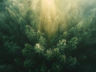 Obraz premium Photo from air of beautiful big forest with beautiful green