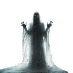 silhouette of creepy ghost behind glass SVG against transparent background