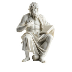 A marble statue of philosopher on white background,png