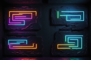 Glowing Neon Signs Background In Dark Rough Textured Style, Neon Background, Neon Banner