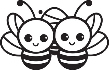  cute bee cartoon and heart sign symbol on white background vector illustration