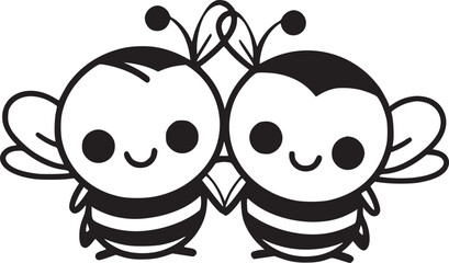  cute bee cartoon and heart sign symbol on white background vector illustration