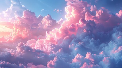 Delve into the mesmerizing details of fluffy cirrocumulus clouds, like cotton candy strewn across...